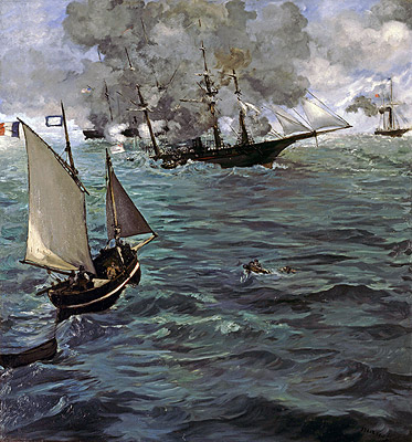 Battle of the 'Kearsarge' and the 'Alabama', 1864 | Manet | Gemälde Reproduktion