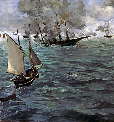 Battle of the 'Kearsarge' and the 'Alabama', 1864 by Manet | Painting Reproduction