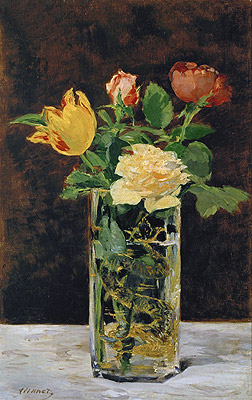 Roses and Tulips in a Vase, 1883 | Manet | Painting Reproduction