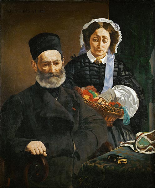 Portrait of Monsieur and Madame Auguste Manet, 1860 | Manet | Painting Reproduction