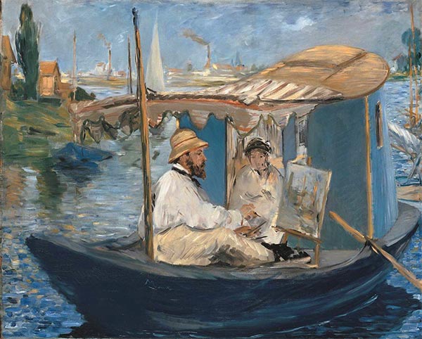 The Boat (Claude Monet, with Madame Monet, Working on His Boat in Argenteuil), 1874 | Manet | Painting Reproduction