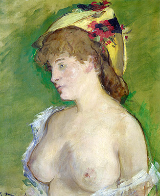 The Blonde with Bare Breasts, 1878 | Manet | Painting Reproduction