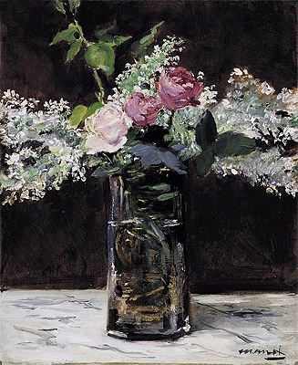 Vase of White Lilacs and Roses, 1883 | Manet | Painting Reproduction