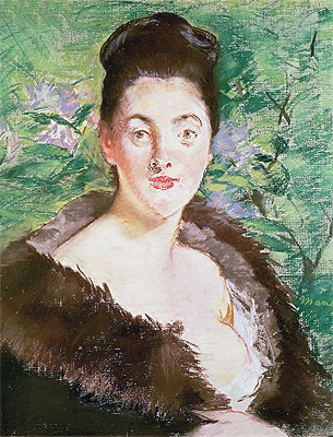 Woman in a Fur Coat, c.1880 | Manet | Painting Reproduction