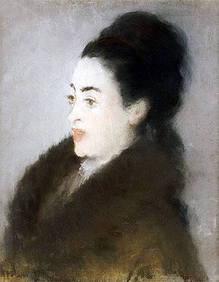 Woman in a Fur Coat in Profile, 1879 | Manet | Painting Reproduction