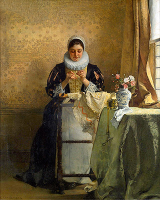 The Lace Maker, undated | Eduard Charlemont | Painting Reproduction