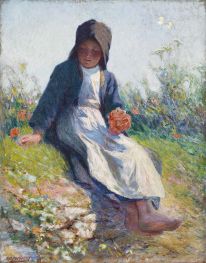Young Breton Girl (Sunshine), 1889 by Edward Henry Potthast | Painting Reproduction
