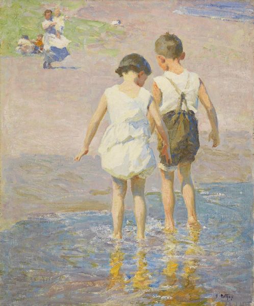 Bruder und Schwester, c.1915 | Edward Henry Potthast | Gemälde Reproduktion