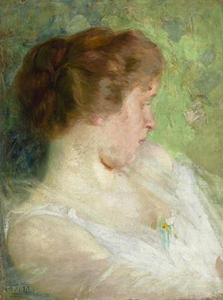 Kopf einer Frau, c.1895 | Edward Henry Potthast | Gemälde Reproduktion