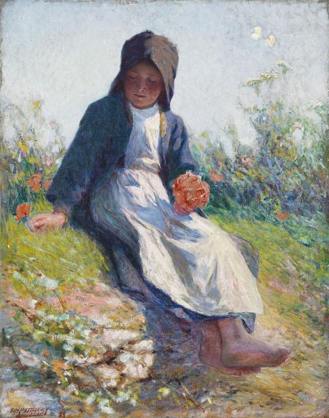 Junges bretonisches Mädchen (Sonnenschein), 1889 | Edward Henry Potthast | Gemälde Reproduktion