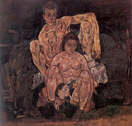 Kauerndes menschenpaar, 1918 | Schiele | Gemälde Reproduktion