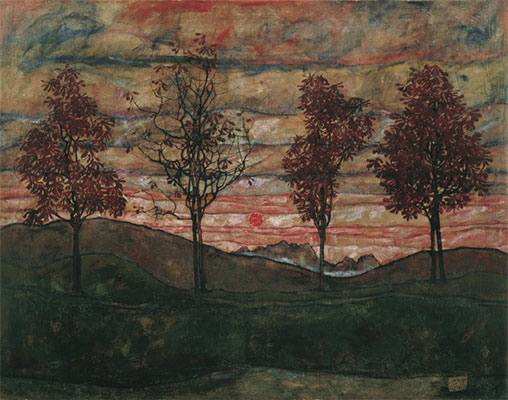 Four Trees, 1917 | Schiele | Painting Reproduction