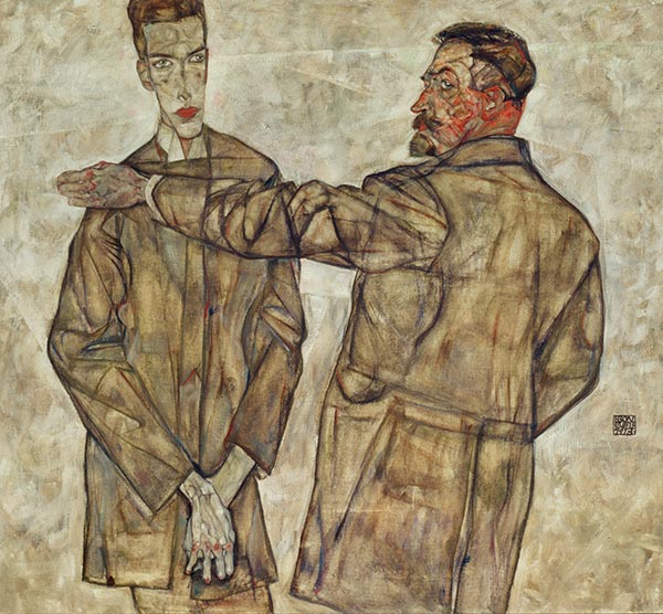 Double Portrait of Otto and Heinrich Benesch, 1913 | Schiele | Painting Reproduction