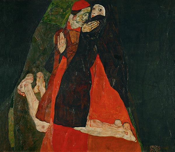 Kardinal und Nonne (Liebkosung), 1912 | Schiele | Gemälde Reproduktion