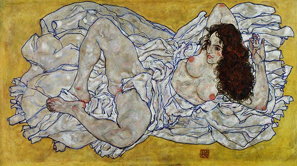Reclining Woman, 1917 | Schiele | Painting Reproduction