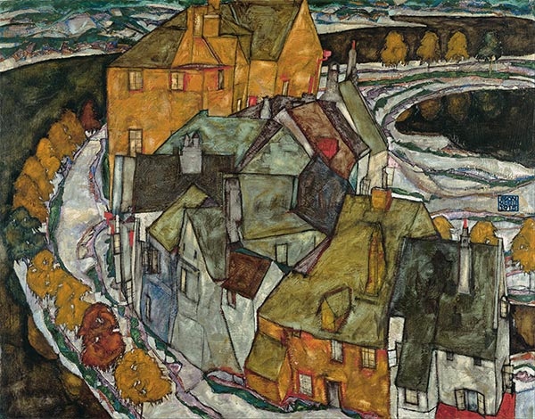 Crescent of Houses II (Island Town), 1915 | Schiele | Painting Reproduction