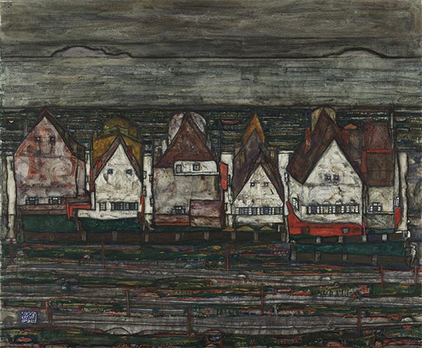 Houses by the Sea (Row of Houses), 1914 | Schiele | Painting Reproduction