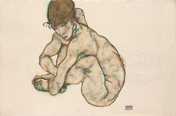 Crouching Nude Girl, 1914 | Schiele