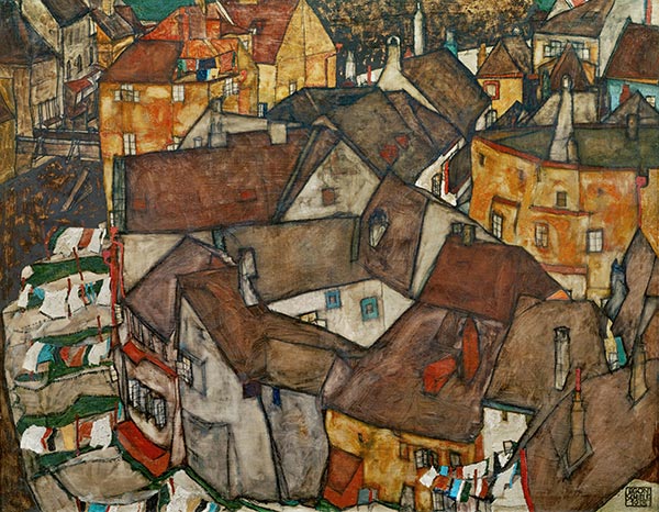 Krumau - Crescent of Houses (The Small City V), 1915 | Schiele | Painting Reproduction