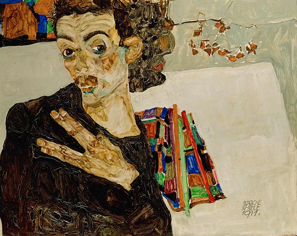 Self-Portrait with Spread Fingers, 1911 | Schiele | Painting Reproduction