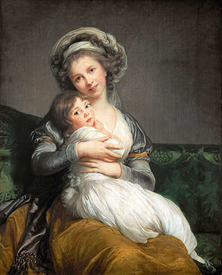 Selbstporträt im Turban und ihre Tochter Julie, 1786 | Elisabeth-Louise Vigee Le Brun