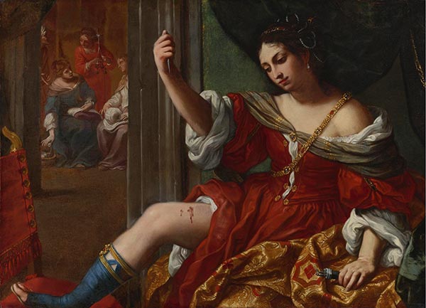 Portia Wounding Her Thigh, 1664 | Elisabetta Sirani | Painting Reproduction