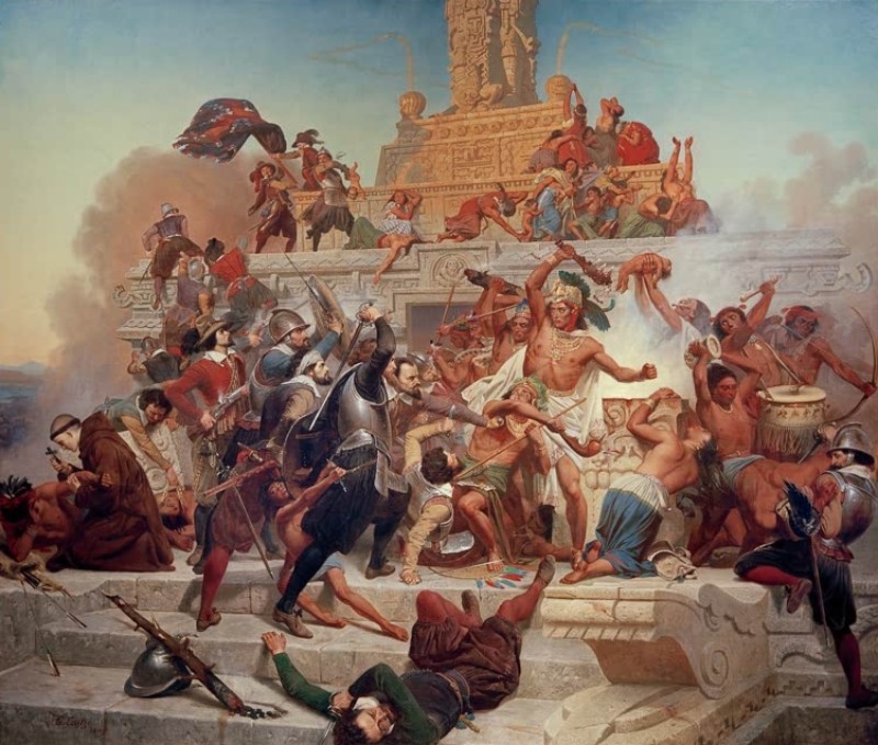 Leutze | Die Eroberung des Teocalli-Tempels durch Cortés und seine Truppen, 1849 Die Eroberung des Teocalli-Tempels durch Cortés und seine Truppen, 1849 | Leutze