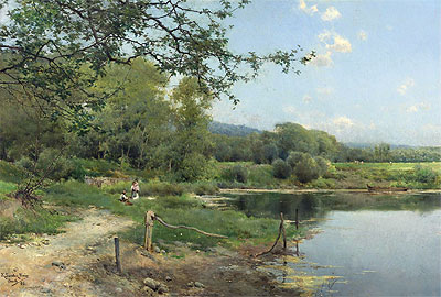 A Picnic on the Riverbank, 1886 | Emilio Sanchez-Perrier | Gemälde Reproduktion