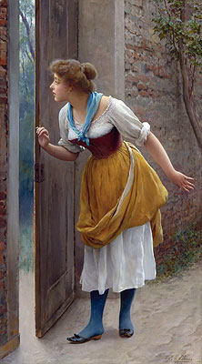 The Eavesdropper, 1906 by Eugen de Blaas | Painting Reproduction