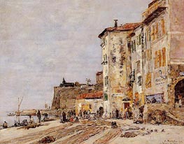Quay at Villefranche, 1892 by Eugene Boudin | Painting Reproduction