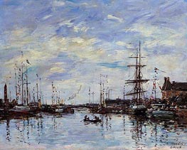 Deauville, The Basin, 1892 by Eugene Boudin | Painting Reproduction