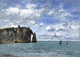 Etretat, The Cliff of Aval, 1890 by Eugene Boudin | Painting Reproduction