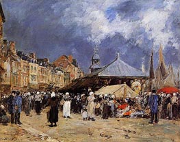 Market at Trouville, 1876 by Eugene Boudin | Painting Reproduction