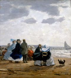On the Beach, Dieppe, 1864 by Eugene Boudin | Painting Reproduction