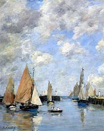 The Jetty at High Tide, Trouville, Undated by Eugene Boudin | Painting Reproduction