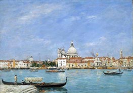 Venice, Santa Maria della Salute from San Giorgio, 1895 von Eugene Boudin | Gemälde-Reproduktion