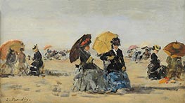 Beach at Trouville, c.1885 by Eugene Boudin | Painting Reproduction