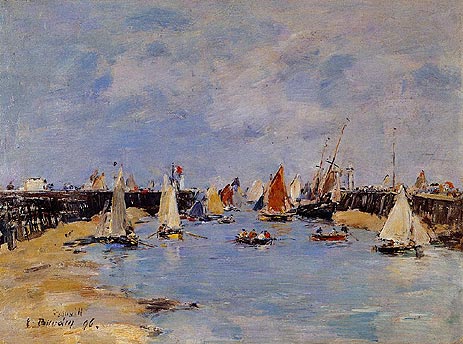 Trouville, the Jettys, Low Tide, 1896 by Eugene Boudin | Painting Reproduction