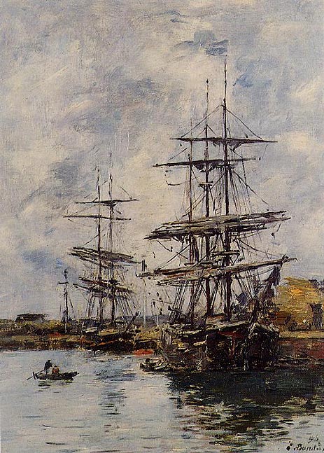 Deauville, Ships at Dock, 1896 by Eugene Boudin | Painting Reproduction