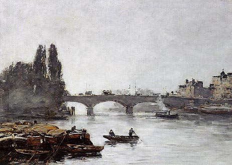 Rouen, the Pont Corneille, Fog Effect, 1896 by Eugene Boudin | Painting Reproduction