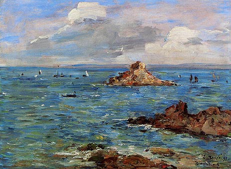 The Sea at Douarnenez, 1897 by Eugene Boudin | Painting Reproduction