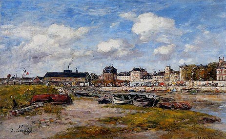 The Port of Trouville, Low Tide, 1897 by Eugene Boudin | Painting Reproduction