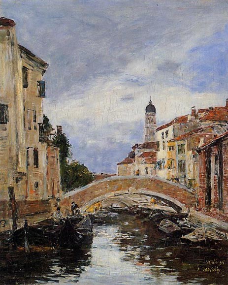 Small Canal in Venice, 1895 by Eugene Boudin | Painting Reproduction