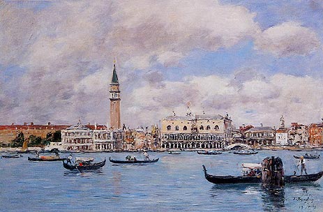 Venice - The Campanile, the Ducal Palace, 1895 | Eugene Boudin | Gemälde Reproduktion