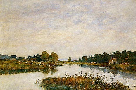Der Fluss Still bei Deauville, 1895 von Eugene Boudin | Gemälde-Reproduktion