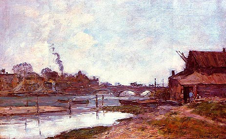 Brücke über die Touques bei Deauville, 1895 von Eugene Boudin | Gemälde-Reproduktion