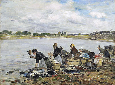 Laundresses on the Banks of the Touques, 1895 | Eugene Boudin | Painting Reproduction