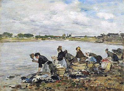 Wäscherinnen am Ufer der Touques, 1895 von Eugene Boudin | Gemälde-Reproduktion
