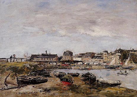Trouville, Blick von Deauville, ein Tag im März, 1895 von Eugene Boudin | Gemälde-Reproduktion