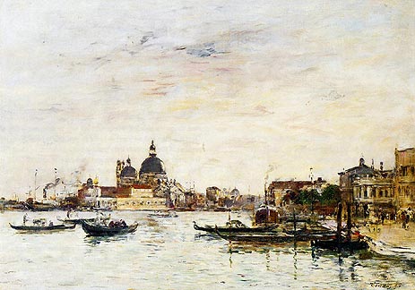 Venedig, die Mole am Eingang, 1895 von Eugene Boudin | Gemälde-Reproduktion